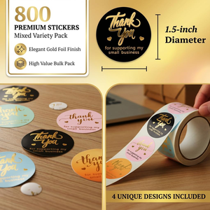 800 Pegatinas de Agradecimiento Ecológicas en 3D con Cristales a Todo Color, Etiquetas de 1.5 Pulgadas, Embalaje para Pequeñas Empresas, Sobres, Bolsas de Regalo, Decoración para Panadería - Product Image 2