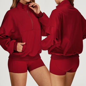 2025 Lulu Jaket Hoodie Lengan Panjang Setengah Resleting Wanita Pakaian Olahraga Lari Latihan Kebugaran Atletik Yoga Gym - Product Image 1
