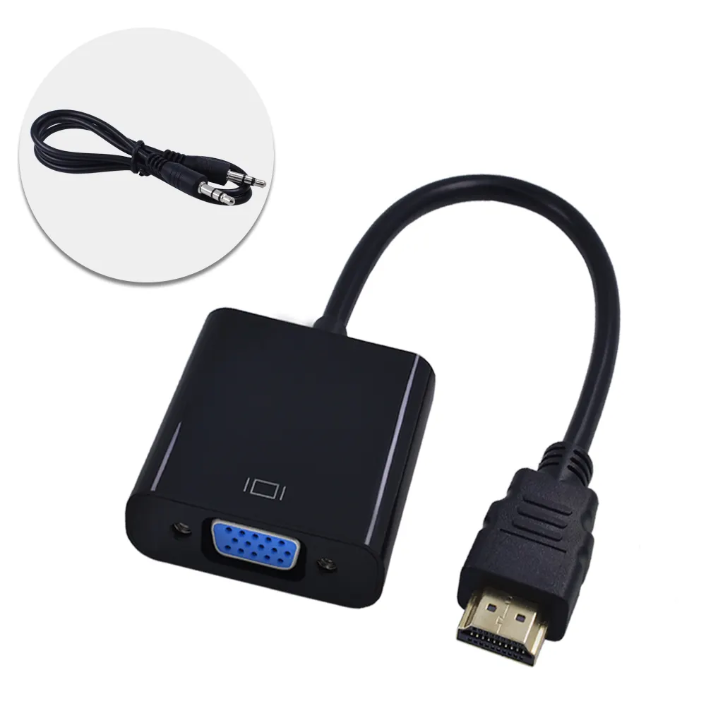 TISHRIC HDMI เข้ากันได้กับ VGA พร้อมสายสัญญาณเสียง 1080P HD สายแปลงดิจิตอลเป็นอนาล็อกสําหรับแล็ปท็อปพีซี