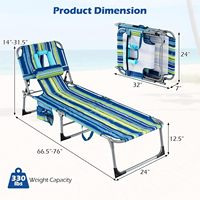 Chaise longue de bronzage pliable et réglable avec trou pour le visage, dossier réglable, coussin amovible, sangle de transport, légère et portable pour l'extérieur
