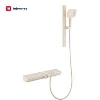 Robinet de baignoire thermostatique mural en laiton avec douchette à effet pluie numérique pour salle de bain, style moderne