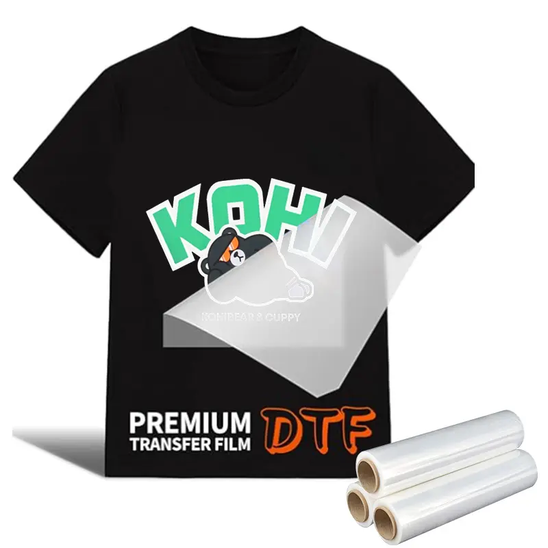 Impresión de transferencia de calor de alta precisión personalizada al por mayor, película DTF de 30cm, 33cm, 40cm, 55cm, 60cm para camiseta, sudadera, zapatos, sombrero, impresión