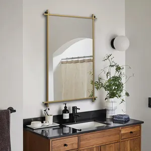 Grosir Pabrik cermin dekoratif bingkai persegi panjang kamar mandi cermin gantung
