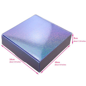 Mini <span class=keywords><strong>caja</strong></span> de papel holográfica con purpurina Lila Violeta brillante para joyería, pulsera, embalaje de venta - Product Image 1