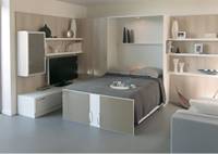 Lit escamotable moderne de luxe design Double Queen King Size Panneaux de bois Lits de luxe pliants avec cadre de canapé-lit