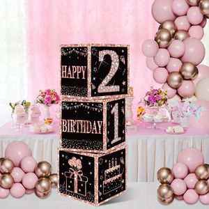 Décoration de scène transfrontalière pour le 16e <span class=keywords><strong>anniversaire</strong></span> de fille, ballons en papier or rose et boîte de cartes de vœux - Product Image 2
