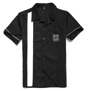 Lässiges schwarzes Button-Down-Kurzarm-Herren hemd mit Taschen Große Hemden Herren Camiseta Retro Hombre Herren hemden ST109