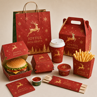 Cajas de embalaje para comida rápida navideña, cajas personalizadas impresas para hamburguesas, papas fritas y pollo para restaurantes, fábrica OEM.