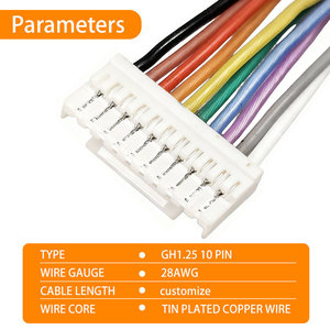 מחבר JST GH סדרה 1.25 זכר ונקבה בהתאמה אישית עם <span class=keywords><strong>10</strong></span> פינים, עם כבל 1007 28AWG - Product Image 3