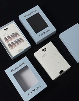 Boîte d'emballage pour faux ongles avec logo personnalisé, bleu clair, avec fenêtre transparente et plateau intérieur, pour ongles press-on faits main