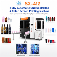 Máquina de Serigrafia CNC Totalmente Automática de 4 Cores SX-412 Servo 12 Estações para Decoração de Garrafas de Bebidas Espirituosas