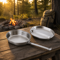 Kit de cuisine portable en acier inoxydable Zentopia pour le camping, avec casserole, poêle, assiette compartimentée, poignée pliable, léger, vente en gros
