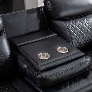 Modern <b>LED</b> <b>Lights</b> Bluetooth Speaker Recliner Air Leather Power Sofa Set for Apartment Hotel Villa Square for Living Room - Product Image 3