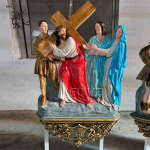 Décoration d'église BLVE, sculpture de Jésus en résine, crucifixion, fibre de verre, 14 stations du chemin de croix FRSD-6711, taille réelle - Product Image 1