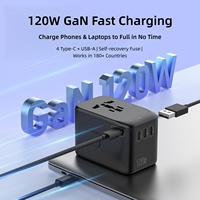 Adaptateur de voyage 120W, adaptateur universel de voyage, adaptateur de charge rapide, qualité supérieure, multi-prises, international, tout-en-un