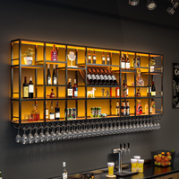 Étagère à vin en fer de luxe léger, étagère murale industrielle pour la décoration de bar