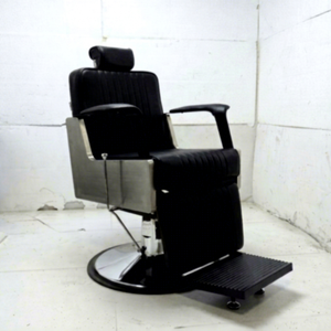 Sillón de Barbería Hidráulico Moderno, Cuero Sintético, Altura Ajustable, Reclinable, Base Redonda, Diseño Contemporáneo - Product Image 1