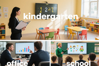Pantalla Plana Interactiva Multitáctil ITA 4K de 20 Puntos y 65 Pulgadas para Uso en el Aula, Función de IA, Pizarra Inteligente, Cámara de 48MP, Garantía de 1 Año