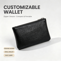 Porte-monnaie mini personnalisé en cuir PU pour femme, avec logo estampé à chaud, grain de galet, fermeture éclair, petit portefeuille pour cartes, idéal pour un cadeau