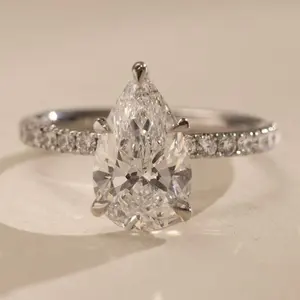 Vvs Moissanit-Diamant 925 Sterling-Silber 18k Gold plattiert weiß Gold Solitaire Verlobung Hochzeit Ring für Damen und Männer Schmuck