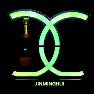 गर्म बिक्री आधुनिक शैली डबल सी बोतल डिस्प्ले रैक के साथ एलईडी चमकदार प्रकाश अनुकूलित लोगो दो स्टेनलेस स्टील धारकों - Product Image 3