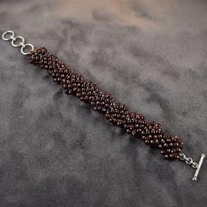 Women's <b>Gold</b> Plated <b>Beaded</b> Garnet <b>Bracelet</b> Statement Religious Jewelry with Amethyst Pearl Diamond Ball-shaped Bangles - Product Image 3