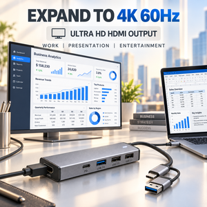 Hub USB C 5 en 1, 100W PD, 4K 60Hz, adaptateur multiport USB 3.0 Type C pour ordinateur portable MacBook, vente en gros OEM - Product Image 4