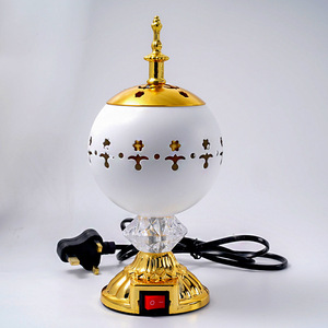 Bruciatore di incenso elettrico in metallo dorato stile mediorientale e arabo, bestseller, con Bakhoor ecologico e per uso religioso - Product Image 6