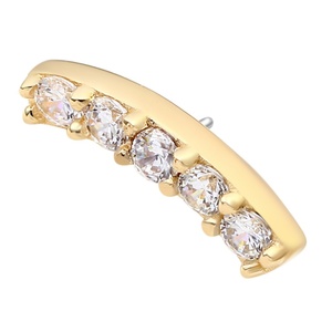 Piercing Stories 14K Solid <b>Gold</b> Classic Paved CZ Curved Top Threaded Screw End <b>Nose</b> Ring Body Piercing Jewelry - Product Image 3