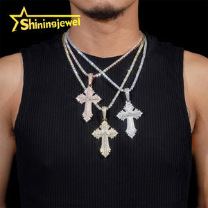 ラッパージュエリービッグサイズアッシャーカットセンターストーンMoissaniteヒップホップペンダントクロスアイスアウトペンダント宗教ジュエリー - Product Image 3