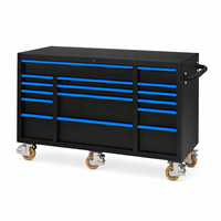 Chariot à outils mobile industriel en acier de qualité supérieure, armoire de rangement roulante multi-tiroirs avec bande bleue pour garage de réparation automobile