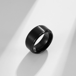 Popular yunnique style 6810mm brushed <b>tungsten</b> steel black-plated classic matte ring for men, simple and high-end f - Product Image 4