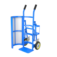Chariot à bouteilles cylindriques pour hôpital Chariot à bouteilles à cylindre simple et double Chariot à bouteilles de gaz à main Sécurité avec couvercle