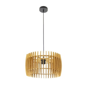 Lampada a sospensione in legno naturale 1xE27, dimensioni 35x35 cm, ideale per illuminare e decorare spazi moderni e accoglienti. - Product Image 1