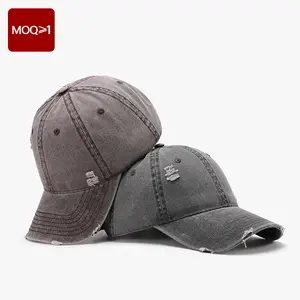 Wholesale Custom Logo 100% Cotton Washed Vintage Adjustable Unstructured Dad Hats Solid Color Distressed Sports Baseball Caps