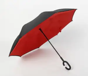 黒赤Revers-A-Brella No-Drip Inverted C-Handle Umbrella