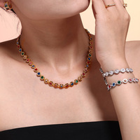 Nouveau Collier Européen et Américain Tendance en Zircon Coloré pour Femme – Chaîne de Luxe Légère, Exquise et Haut de Gamme, qui Sublime le Tempérament