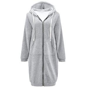 Custom Full <b>Zip</b> up <b>Hoodies</b> Long Tunic Sweatshirts Jackets Fashion Plus Size Hoodie With <b>Pockets</b> Womens Long <b>Hoodies</b> - Product Image 4