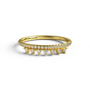 Minimalist 18K Gold Plated Curved Round Diamond Wedding Band <b>Stacking</b> <b>Ring</b> Engagement Band Fine Jewelry for Women - Product Image 1