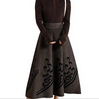 Ensemble jupe longue et pull en laine mélangée pour femme OEM, style décontracté streetwear, robe de bal d'hiver à motif floral