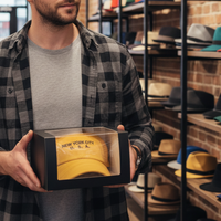 Offre spéciale Boîte à chapeau avec logo de marque personnalisé Boîtes cadeaux chapeau d'emballage en papier enduit rigide avec fenêtre en PVC transparente