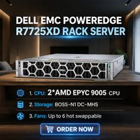 2U Dell EMC PowerEdge R7725XD 2U Server Rak Penyimpanan Enterprise dengan Chassis 24sff 2.5 inci/AMD EPYC 9535 CPU/256G DDR5/BOSS-N1