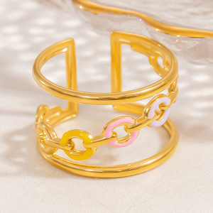 Fashion <b>Rings</b> For Women Gold Color Stainless Steel Open Design Heart Pattern Party Jewelry Irregular Style Yiwu Origin - Product Image 2