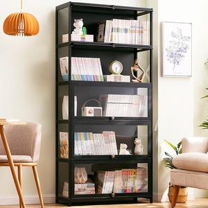 Étagère Eleven Dimensions 350 noire autoportante multi-niveaux avec portes pour la maison, le bureau et le salon - Product Image 2