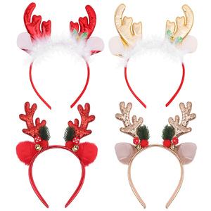 Diadema de fiesta de Navidad para niños con astas Árbol Estrellas Orejas de gato Cuernos de alce Tocado de fiesta festivo y adornos - Product Image 1