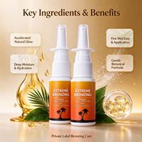 Spray nasal accélérateur de bronzage à marque privée 10ml, brume hydratante bronzante pour le corps, éclat naturel, spray nasal bronzant personnalisé OEM