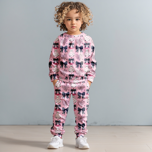 Custom alta qualidade gola camisola conjunto com bolso roupas de bambu Halloween infantil - Product Image 4