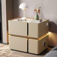 Mesita de Noche Inteligente de Madera Maciza para Dormitorio, Estilo Moderno y Sencillo, para Apartamentos Pequeños, con Sensación de Lujo, Diseño de Celebridad de Internet, Shangzheng