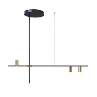 Nouvel arrivage de lustre linéaire moderne simple en laiton et cuivre de style nordique éclairage de table d'îlot de cuisine noir pour un restaurant
