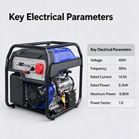 Générateur d'essence portable 8300W Nominaux 8800W Max 400V 50Hz AVR Réservoir 30L 100% Cuivre pour Alimentation de Secours sur Chantier